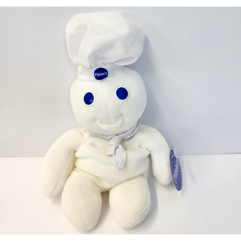 Vintage 1997 Pillsbury Doughboy Plush Stuffed Toy Small White Beanbag Mascot